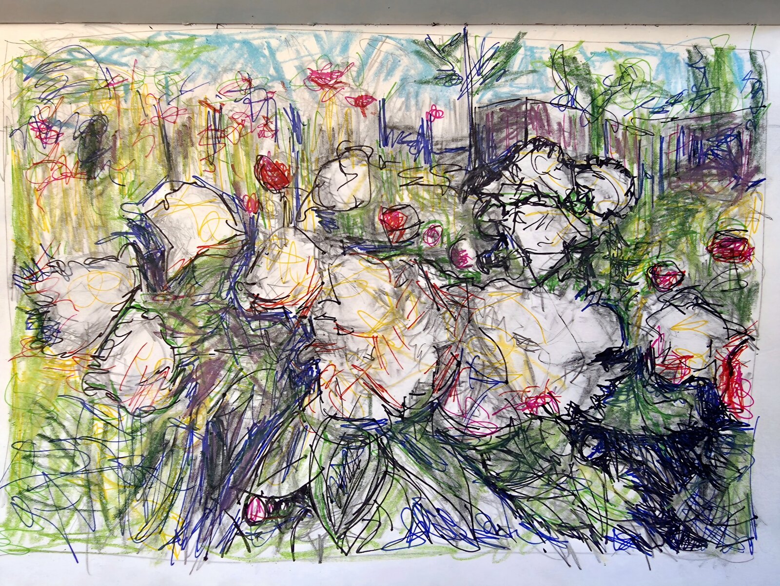 Golden Hour in the Garden – Sketchbook Study - process image